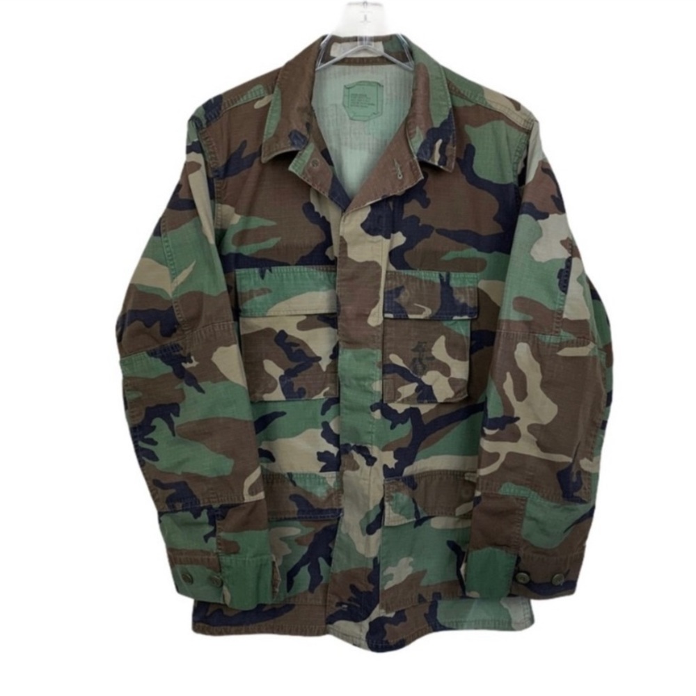 Vintage U.S. Army Battle Dress Uniform Woodland Camo Combat Coat Medium